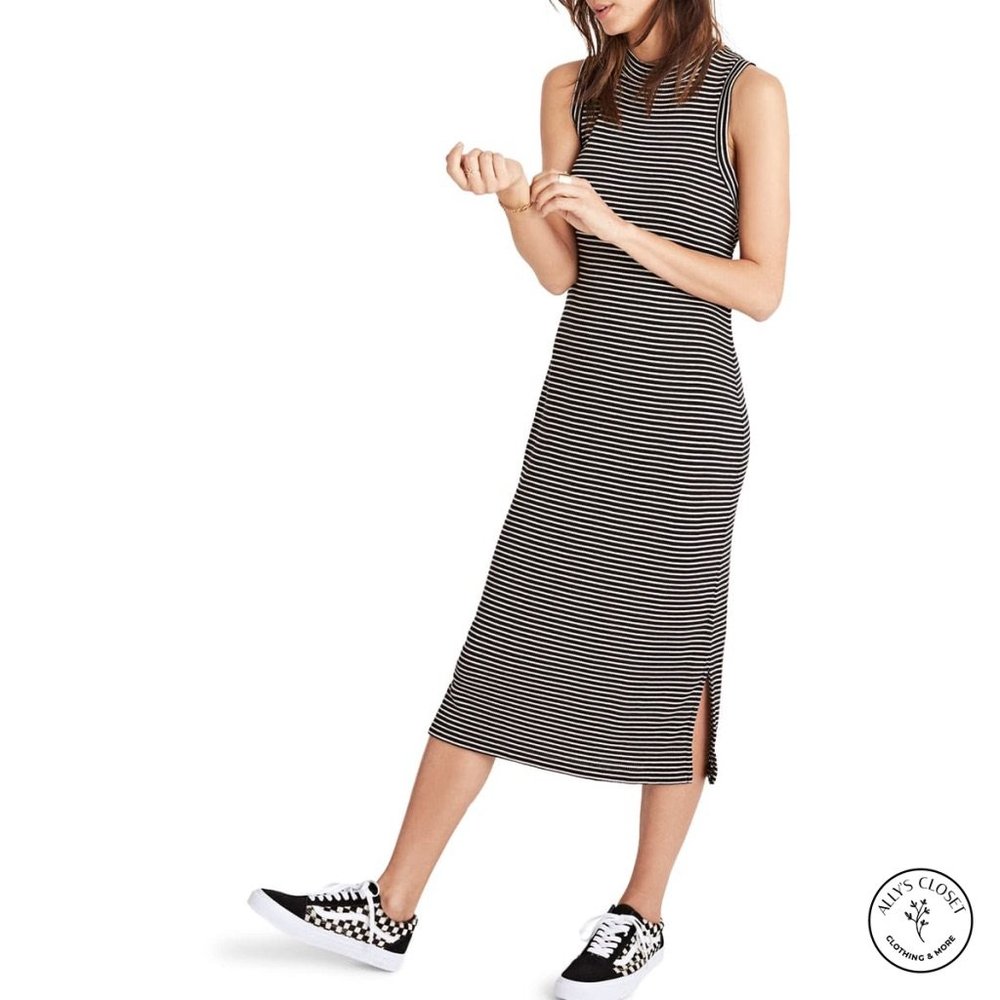 Madewell Striped Sleeveless Midi Dress